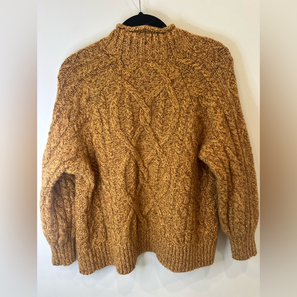 L.L. Bean Cable Knit Cardigan | Wool-Blend | L Petite | Golden Brown - Picture 5 of 5